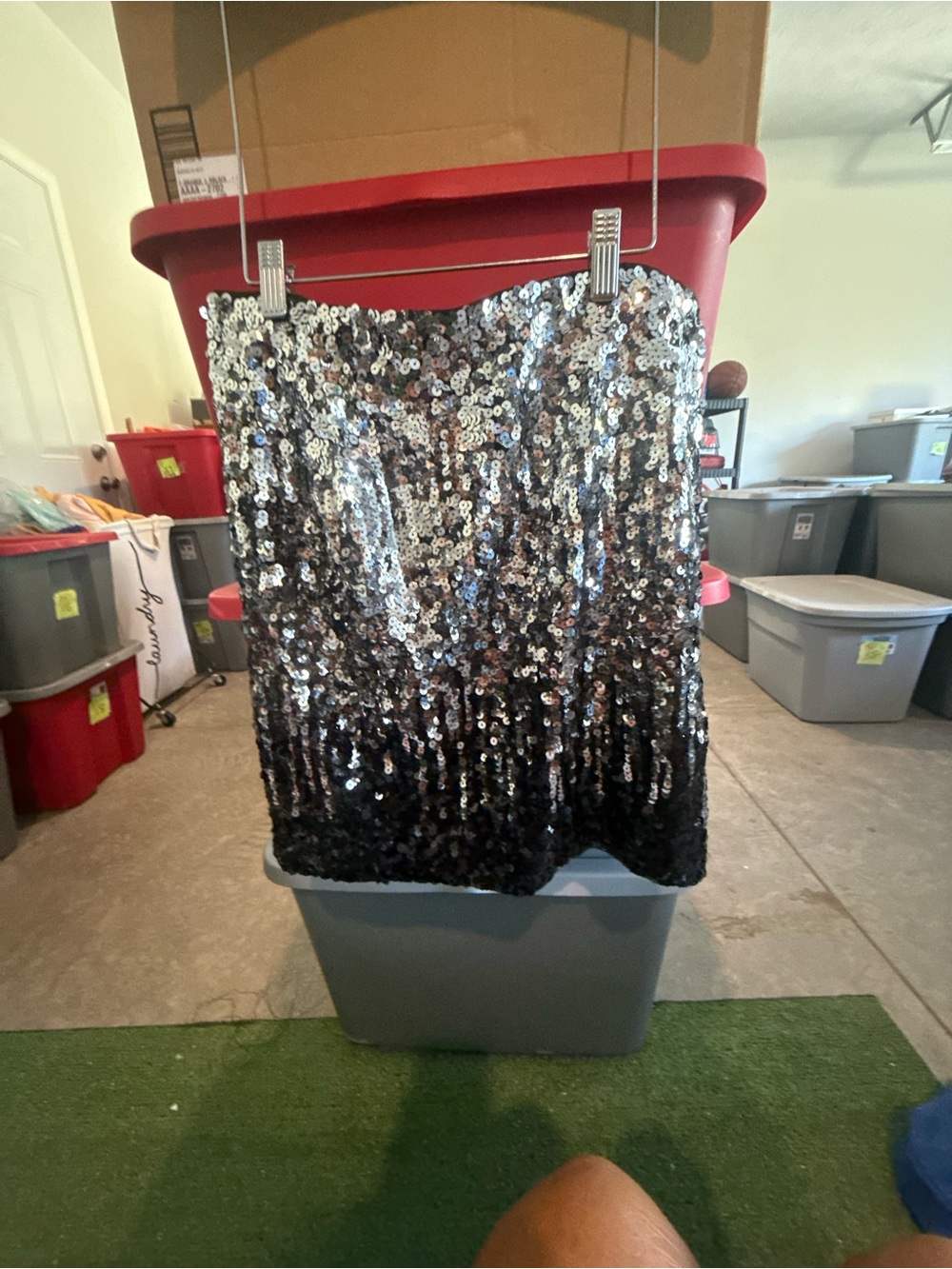 Sequined Ombre Black to Silver Mini Skirt p76